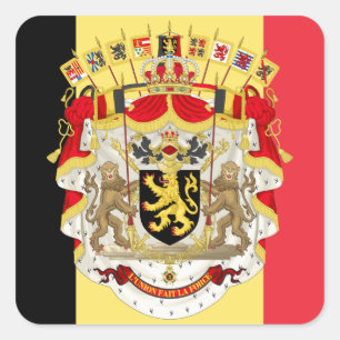 Belgium Flag & COA Square Sticker