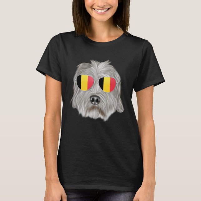Belgium Flag Dandie Dinmont Terrier Dog Belgium Po T-Shirt (Front)