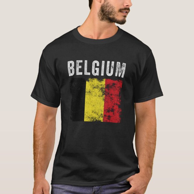 Belgium Flag Distressed Men Women Kids Belgian Fla T-Shirt (Front)