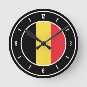 Belgium Flag Elegant Round Clock