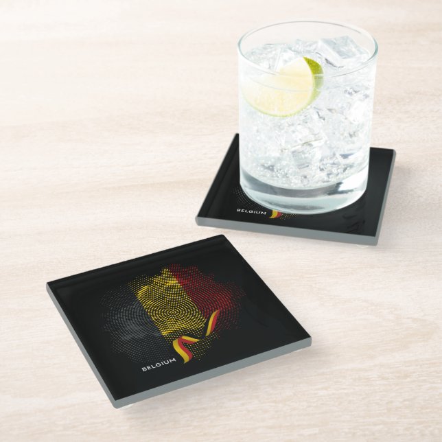 Belgium Flag Glass Coaster (Angled)