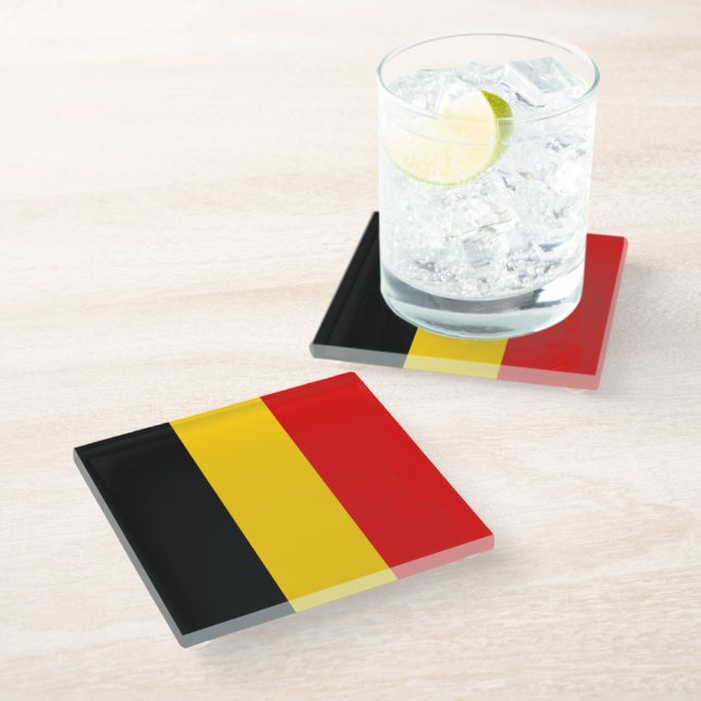 Belgium flag glass coaster (Angled)