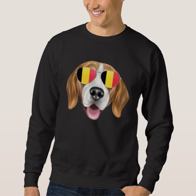 Belgium Flag Harrier Dog Belgium Pocket Sweatshirt (Front)