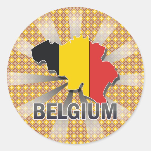 Belgium Flag Map 2.0 Classic Round Sticker (Front)