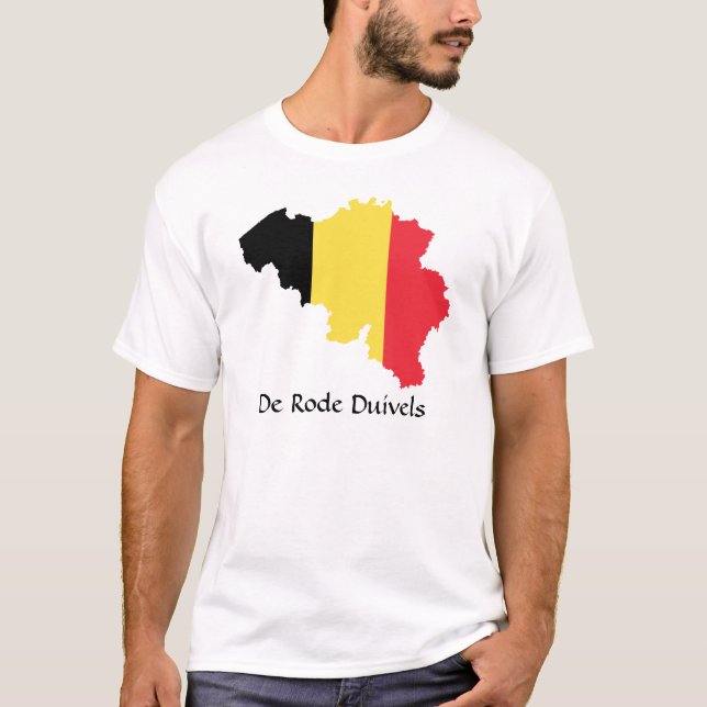 Belgium Flag Map De Rode Duivels T-Shirt (Front)
