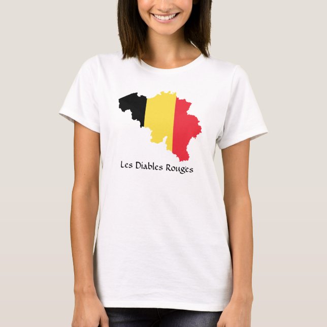 Belgium Flag Map Les Diables Rouges T-Shirt (Front)