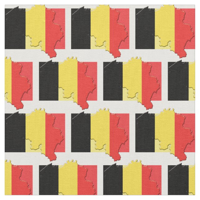 BELGIUM FLAG Map Outline Fabric (Close Up)