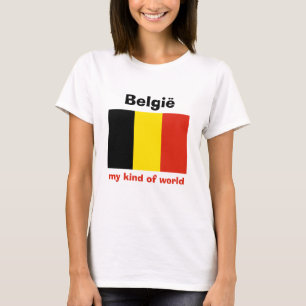 Belgium Flag + Map + Text T-Shirt
