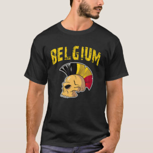 Belgium Flag Mohawk Skull. National Team Supporter T-Shirt