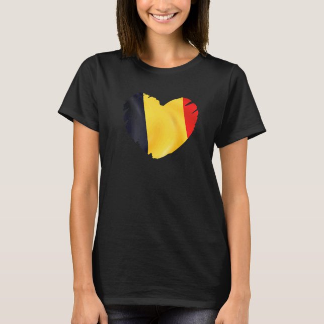 Belgium Flag On Shape Of Heart Belgium T-Shirt (Front)