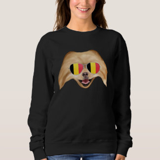 Belgium Flag Pomeranian Dog Belgium Pocket Sweatshirt