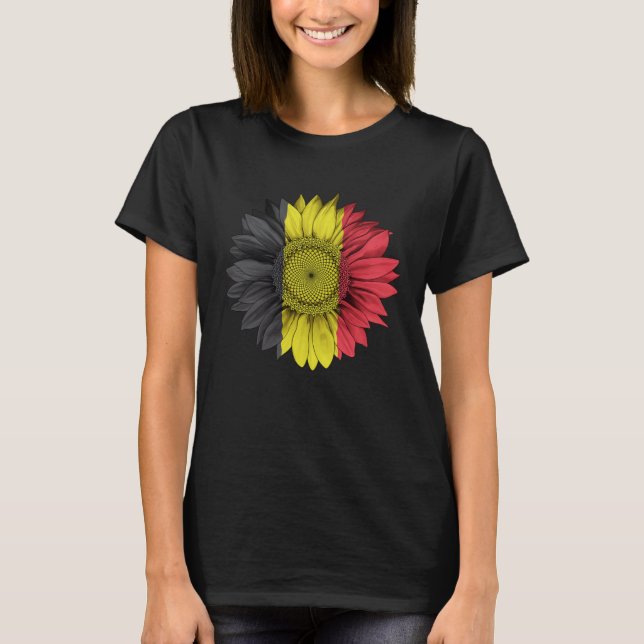 Belgium Flag Sunflower Belgian Roots Proud Patriot T-Shirt (Front)