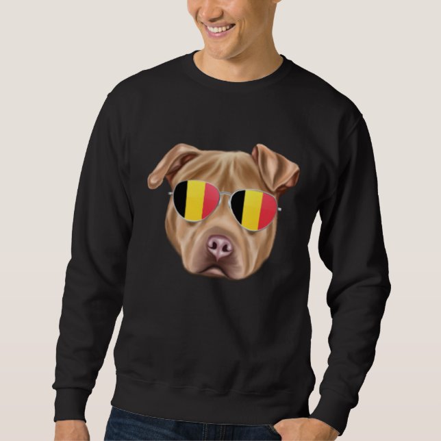 Belgium Flag Usa Staffordshire Terrier Dog Belgium Sweatshirt (Front)