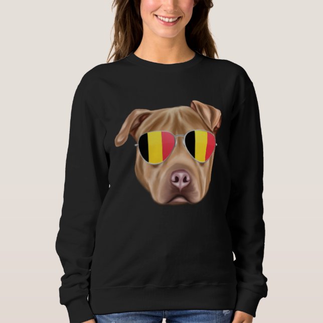 Belgium Flag Usa Staffordshire Terrier Dog Belgium Sweatshirt (Front)