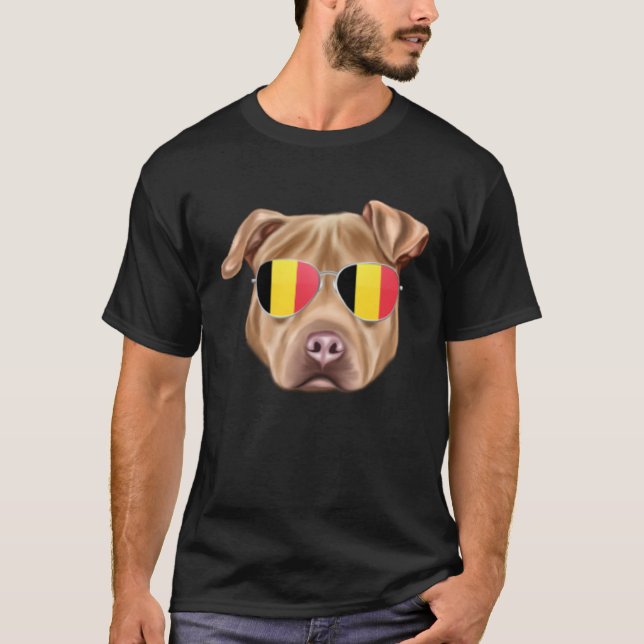 Belgium Flag Usa Staffordshire Terrier Dog Belgium T-Shirt (Front)