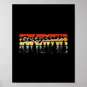 Belgium Forest Sunset Trees Cabin Vacation Souveni Poster