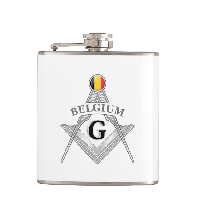 Belgium freemasonry sign hip flask (Front)