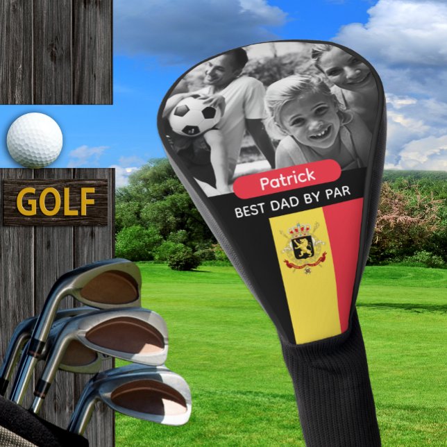Belgium Golf, Best Dad, Belgian Flag, Photo Golf Head Cover (Belgium Golf Head Cover / Flag)