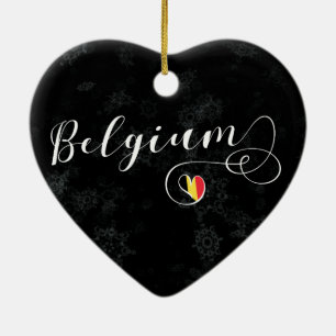 Belgium Heart, Christmas Tree Ornament, Belgian Ceramic Ornament