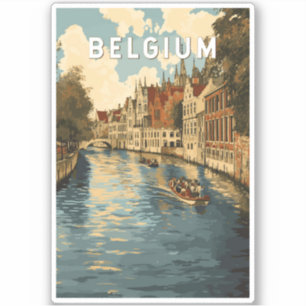Belgium Illustration Travel Art Vintage