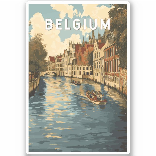 Belgium Illustration Travel Art Vintage (Front)
