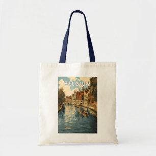 Belgium Illustration Travel Art Vintage Tote Bag