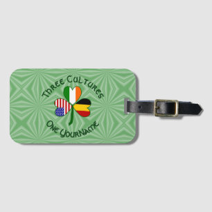 Belgium Ireland USA Shamrock Personalised Text  Luggage Tag