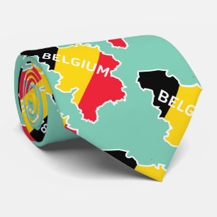 Belgium Map and Flag Tie