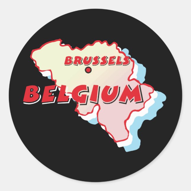 Belgium Map Classic Round Sticker (Front)
