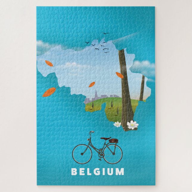 Belgium Map travel poster print. Jigsaw Puzzle (Vertical)