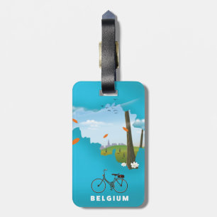 Belgium Map travel poster print. Luggage Tag