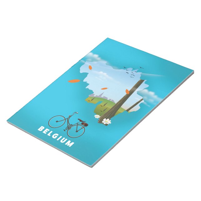 Belgium Map travel poster print. Notepad (Angled)