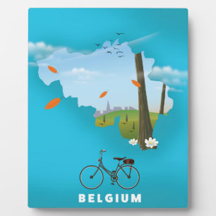 Belgium Map travel poster print. Plaque