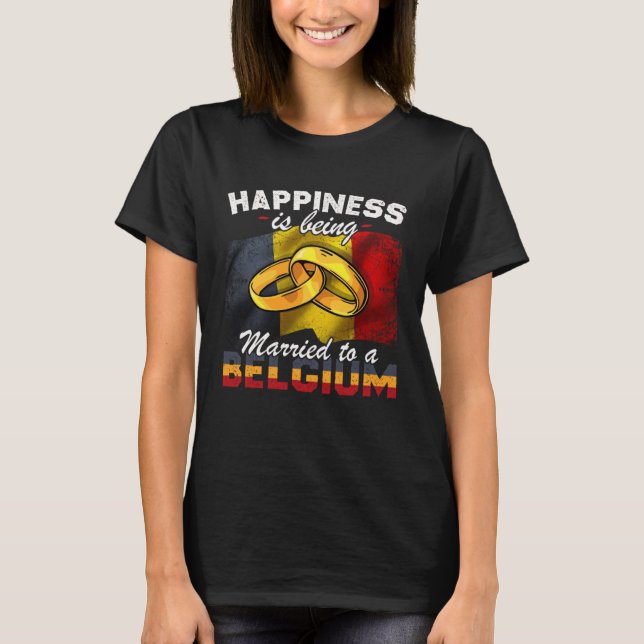 Belgium Marriage Belgian Married Flag Wedded Cultu T-Shirt (Front)