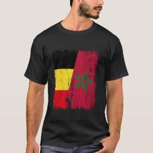 Belgium Morocco Half Flag Belgian Moroccan Heritag T-Shirt
