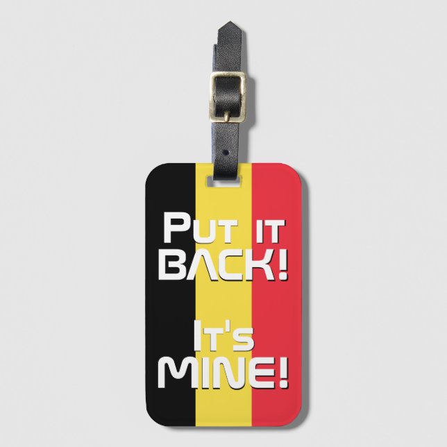 Belgium National Flag Funny Patriotic Luggage Tag (Front Vertical)
