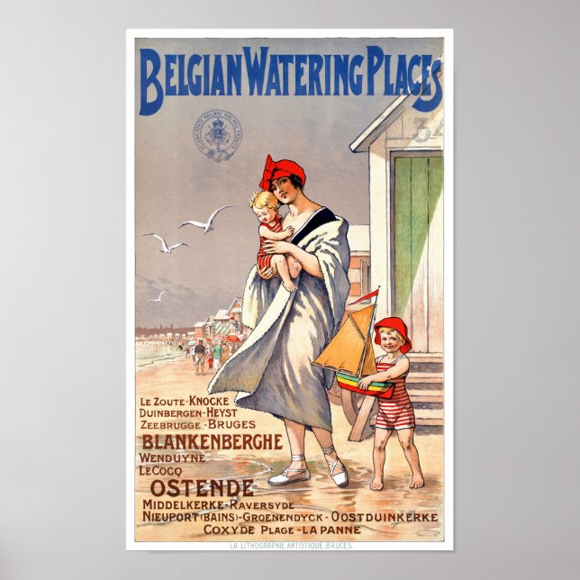 Belgium Ostende Vintage Travel Poster Restored (Front)