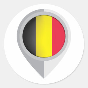 Belgium Pin Location Flag Classic Round Sticker