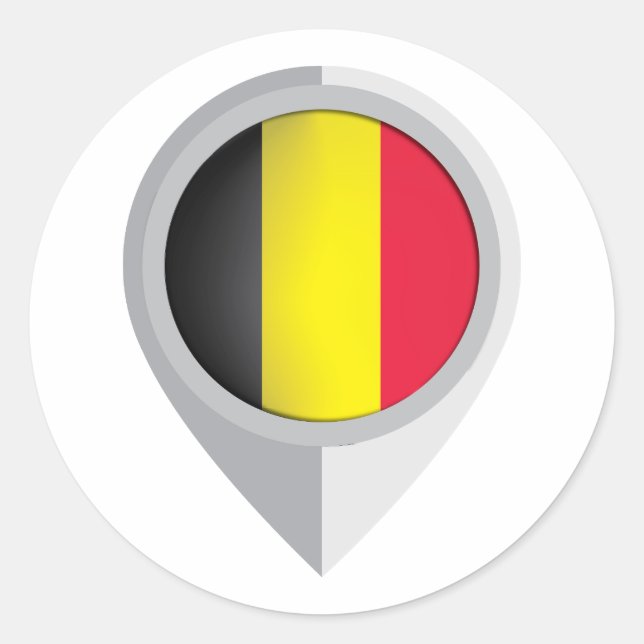 Belgium Pin Location Flag Classic Round Sticker (Front)