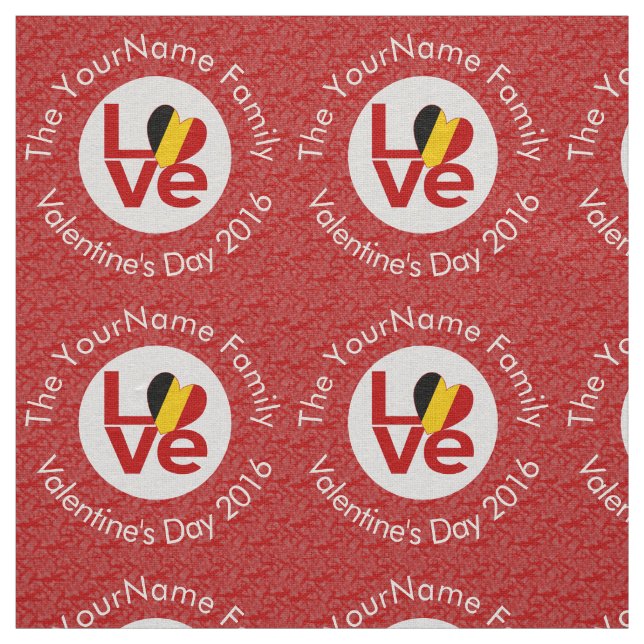 Belgium Red LOVE Flag Personalised  Fabric (Swatch)