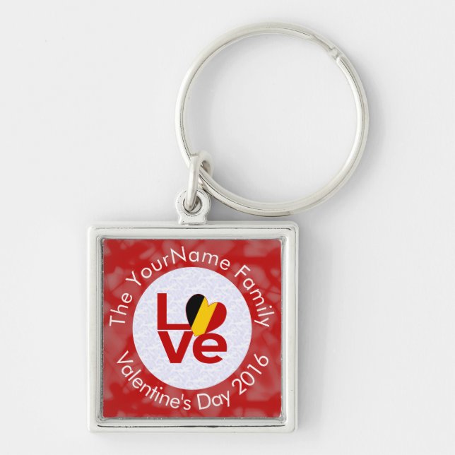 Belgium Red LOVE Flag Personalised  Key Ring (Front)