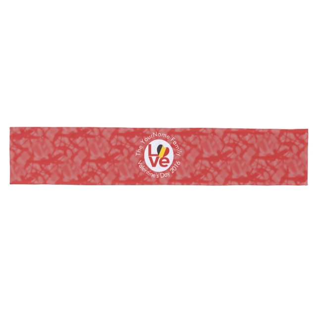 Belgium Red LOVE Flag Personalised  Medium Table Runner (Horizontal)
