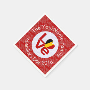 Belgium Red LOVE Flag Personalised  Napkin
