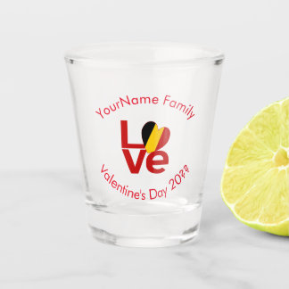 Belgium Red LOVE Flag Personalised  Shot Glass