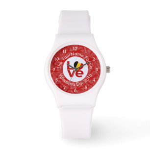 Belgium Red LOVE Flag Personalised Watch