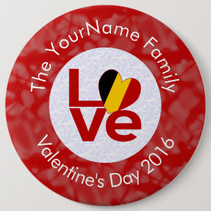 Belgium Red LOVE Flag Personalized 6 Cm Round Badge