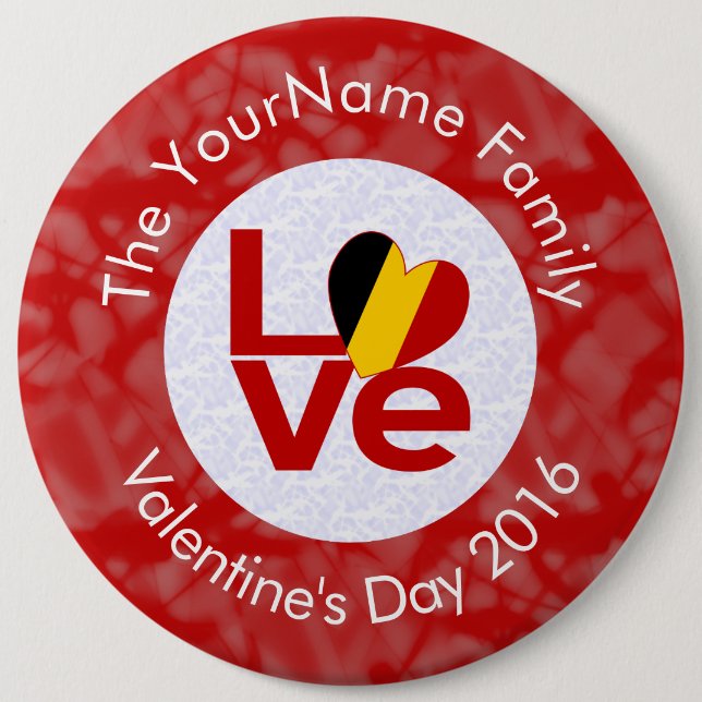 Belgium Red LOVE Flag Personalized  6 Cm Round Badge (Front)