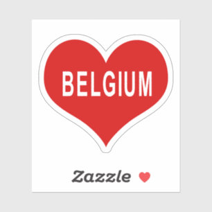 BELGIUM Red Love Heart Vinyl Sticker
