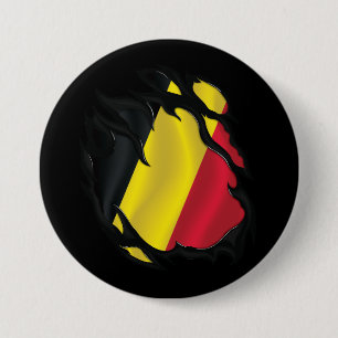 Belgium Ripped Flag 7.5 Cm Round Badge