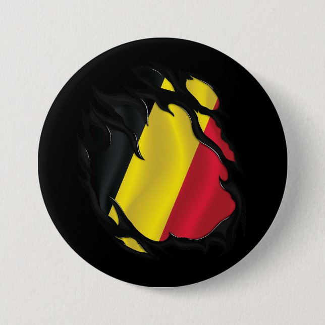 Belgium Ripped Flag 7.5 Cm Round Badge (Front)